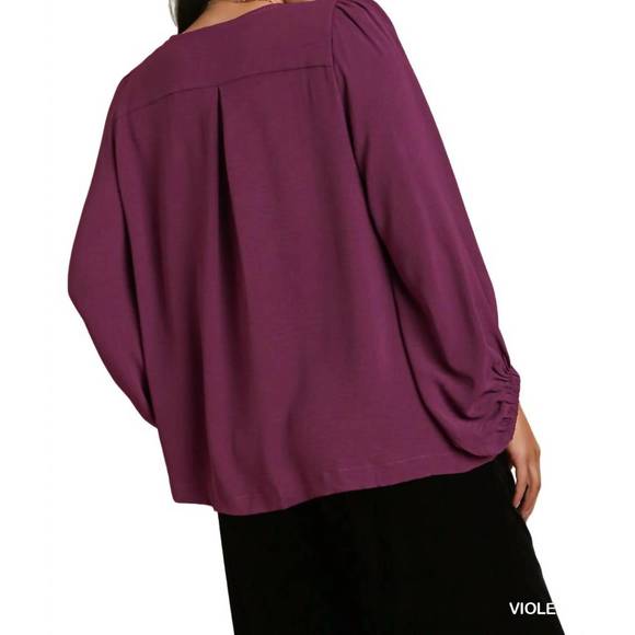 NEW UMGEE v-neck long sleeve tunic blouse - plus in violet - Picture 3 of 3